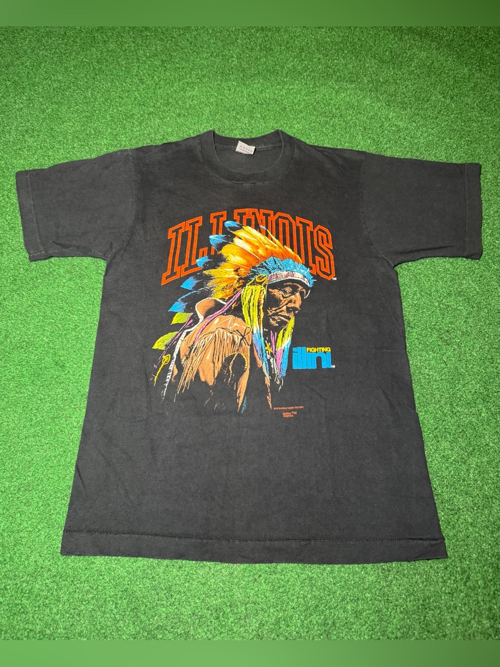 Fighting Illini Vintage T Shirt Salem Intense University Of Illinois Chief Med